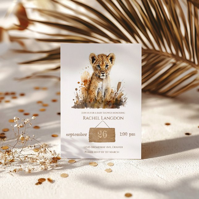Watercolor Lion King`s Baby Dusche Einladung (Von Creator hochgeladen)