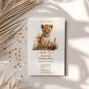 Watercolor Lion King`s Wild Ein Geburtstag Einladung
