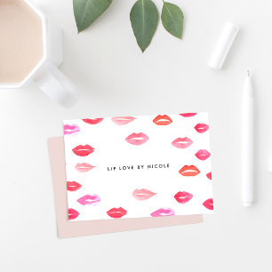 Watercolor Lips   Personalized Flat Notecards Mitteilungskarte