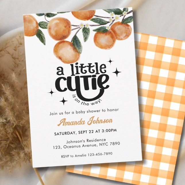 Watercolor Little Cutie Citrus Orange Baby Shower  Einladung (Von Creator hochgeladen)