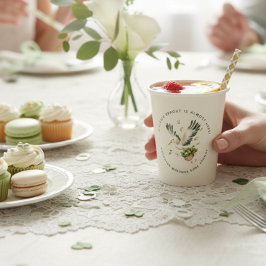 Watercolor Little Sprout stork Baby Shower Pappbecher