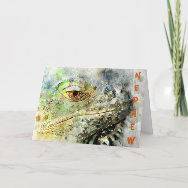 Watercolor Lizard Birthday Card Karte (Vorderseite)