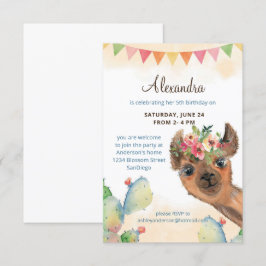 Watercolor Llama Birthday Einladung