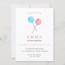 Watercolor Lollipop Invitation de fête d'anniversa