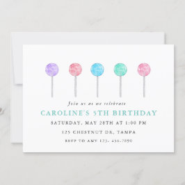 Watercolor Lollipop Invitation de fête d'anniversa