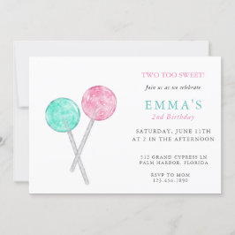 Watercolor Lollipop Invitation de fête d'anniversa