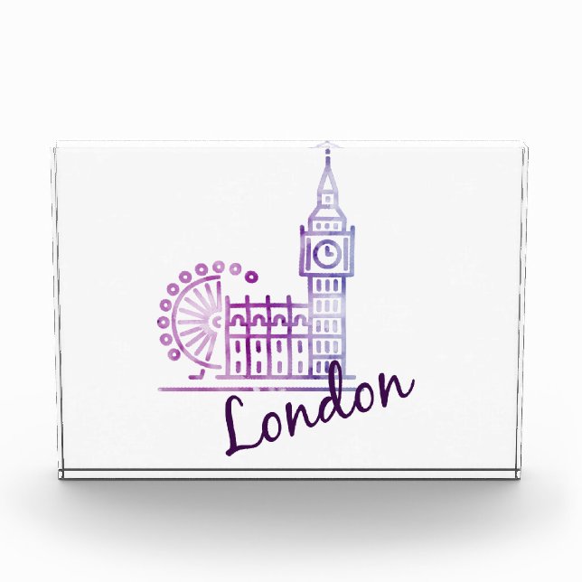 Watercolor London Big Ben Foto Block - Großbritann (Vorderseite)