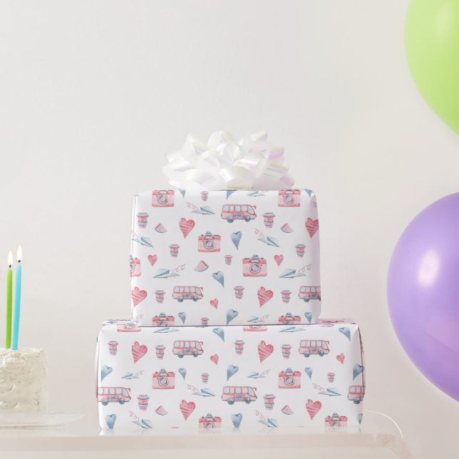 Watercolor London Pattern Geschenkpapier (Partygeschenke)