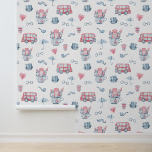 Watercolor London Pattern Tapete
