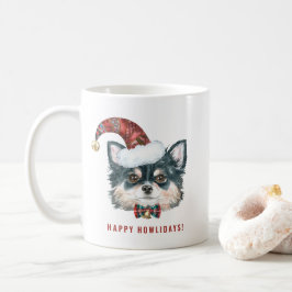 Watercolor Long Haired Chihuahua Weihnachtsweihen Kaffeetasse