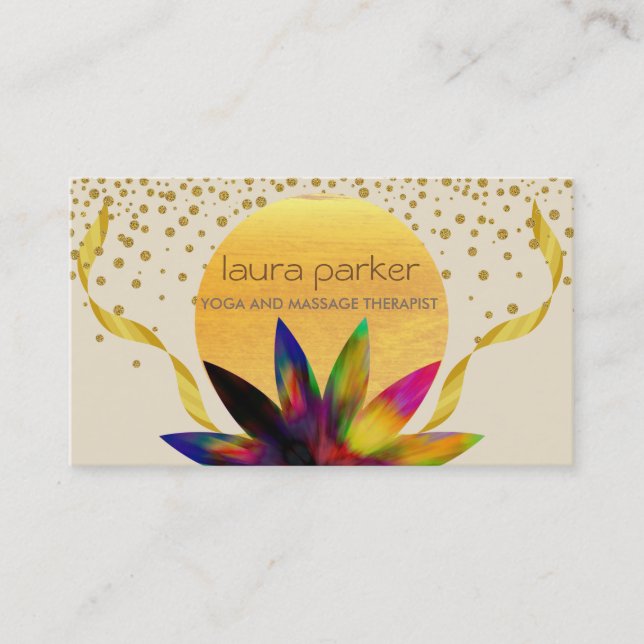 Watercolor-Lotos-Blumen-Logo-Yoga-heilende Visitenkarte (Vorderseite)