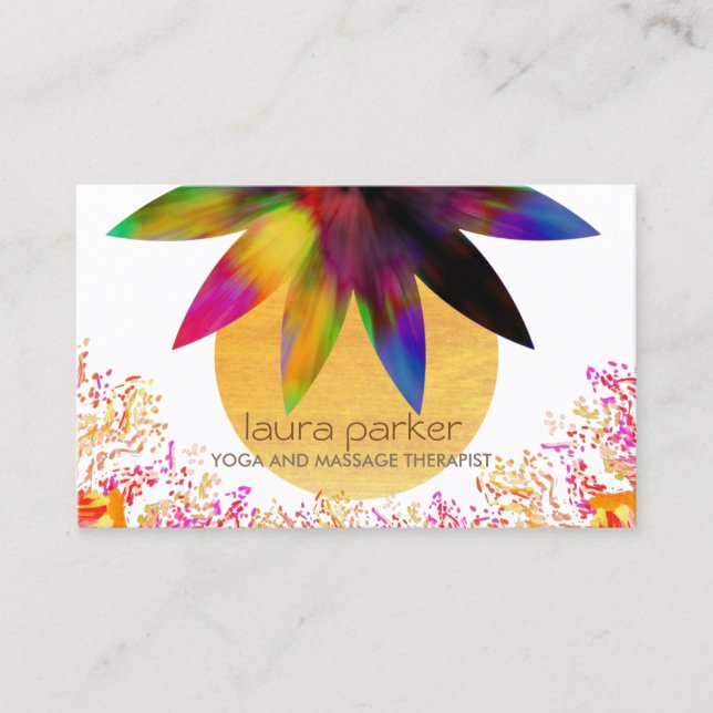 Watercolor-Lotos-Blumen-Logo-Yoga-heilende Visitenkarte (Vorderseite)
