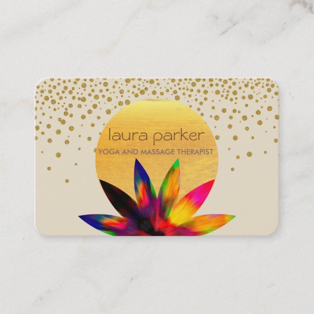 Watercolor-Lotos-Blumen-Logo-Yoga-heilende Visitenkarte (Vorderseite)