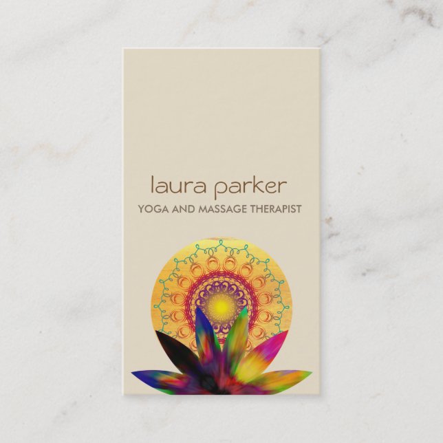 Watercolor-Lotos-Blumen-Logo-Yoga-heilende Visitenkarte (Vorderseite)