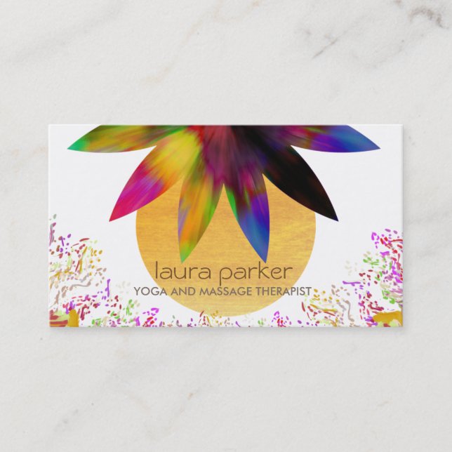 Watercolor-Lotos-Blumen-Logo-Yoga-heilende Visitenkarte (Vorderseite)