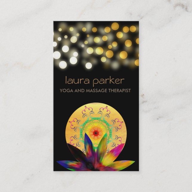 Watercolor-Lotos-Blumen-Logo-Yoga-heilende Visitenkarte (Vorderseite)