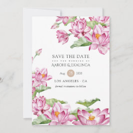 Watercolor Lotus Blume Indian Wedding Save The Date