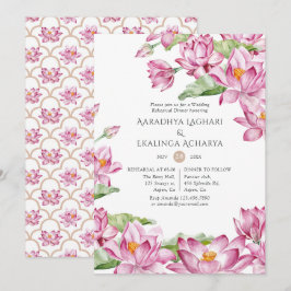 Watercolor Lotus Blume Indische Probe Abendessen Einladung