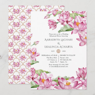 Watercolor Lotus Blume Indische Probe Abendessen Einladung