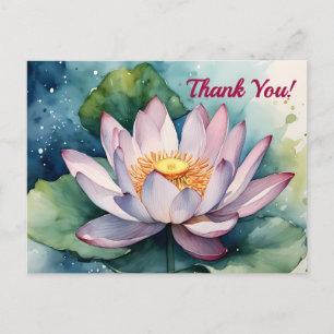 Watercolor Lotus Blume Vielen Dank Postkarte