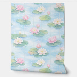 Watercolor lotus flower pattern tapete