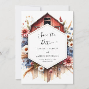 Watercolor Lovely Barnyard Wedding Save The Date