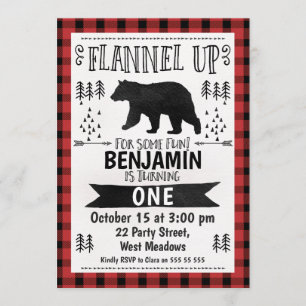 Watercolor Lumberjack 1er Invitation anniversaire