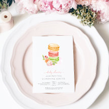 Watercolor Macaroons Baby Dusche Einladung