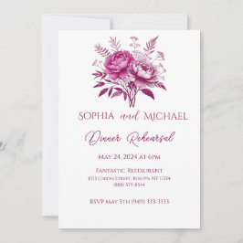 Watercolor Magenta Peony Hochzeit Dinner Probe Einladung
