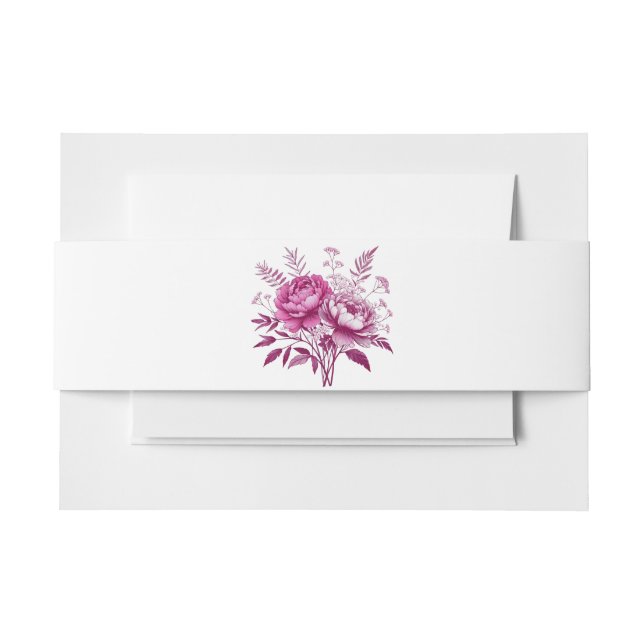 Watercolor Magenta Peony-Wedding- Einladungsbanderole (Vorderseite Beispiel)