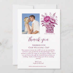 Watercolor Magenta Peony-Wedding Foto-Vielen Dank Einladung