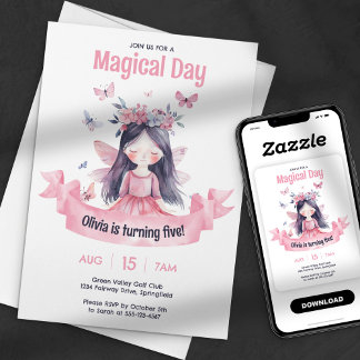 Watercolor Magic Faicess Princess Geburtstagsparty Einladung