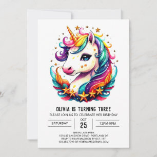 Watercolor Magical Unicorn Geburtstag Einladung