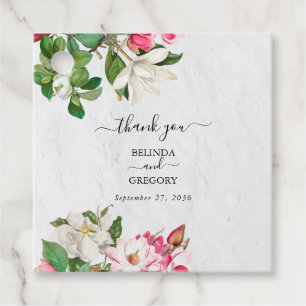 Watercolor Magnolia Blume Hochzeit Geschenkanhänger