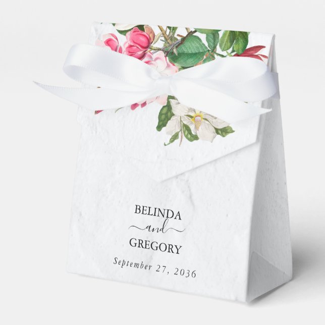 Watercolor Magnolia Blume Hochzeit Geschenkschachtel (Vorderseite)