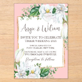 Watercolor Magnolia Blush Wedding Acryleinladungen