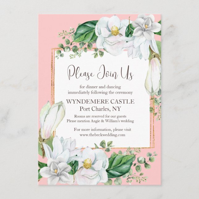 Watercolor Magnolia Blush Wedding Begleitkarte (Vorderseite)