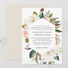 Watercolor Magnolia Hochzeit Einladung