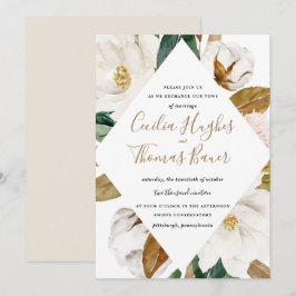 Watercolor Magnolia Hochzeit Einladung