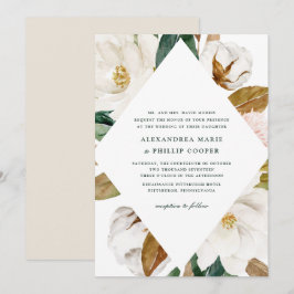 Watercolor Magnolia Hochzeit Einladung