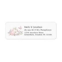 Watercolor Magnolia Rücksendeadresse Hochzeit