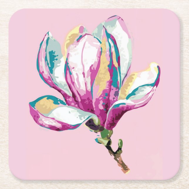Watercolor Magnolia Untersetzer Set (Vorderseite)