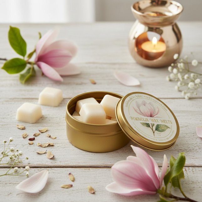 Watercolor Magnolia Wax Melisse Label Sticker (Von Creator hochgeladen)