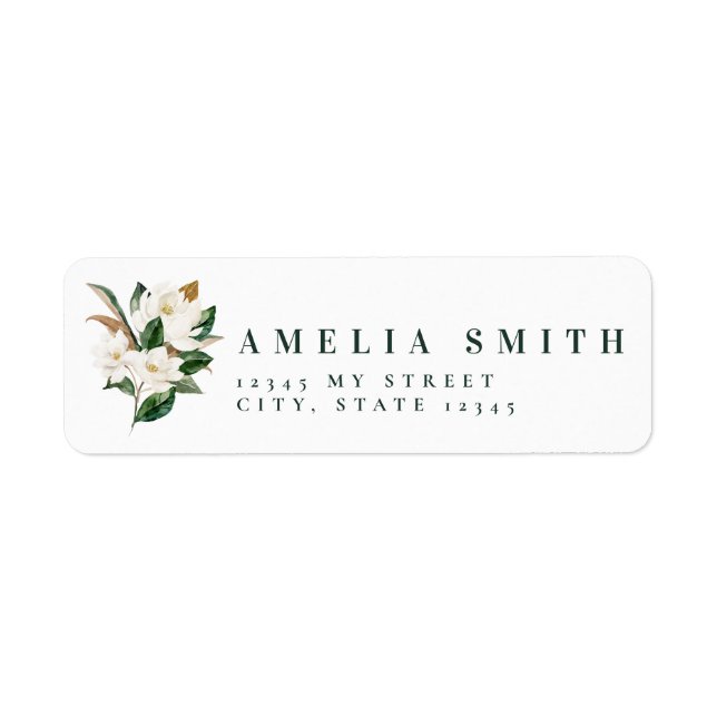 Watercolor Magnolia Wedding Address Labels (Vorne)