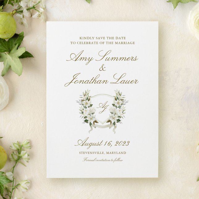 Watercolor Magnolia Wedding Wappen Save the Date (Von Creator hochgeladen)