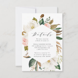 Watercolor Magnolias Angaben zur Hochzeit RSVP Karte