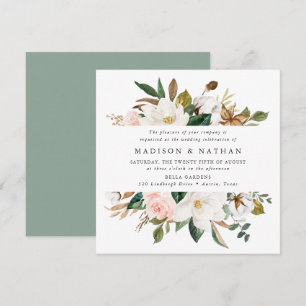 Watercolor Magnolias Blumenhochzeit Einladung
