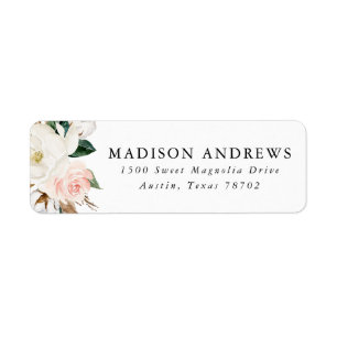 Watercolor Magnolias   RÜCKSENDEADRESSEN-AUFKLEBER