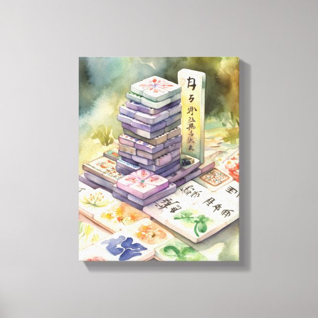 Watercolor Mahjong Art Leinwanddruck (Vorderseite)