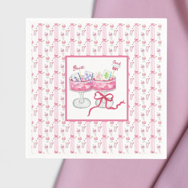 Watercolor Mahjong Grandmillennial Cocktail Party Serviette (Von Creator hochgeladen)